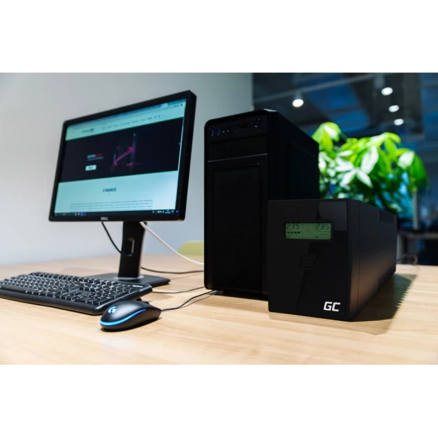 Джерело безперебійного живлення Green Cell Power Proof 600VA 360W LCD (UPS01LCD)
