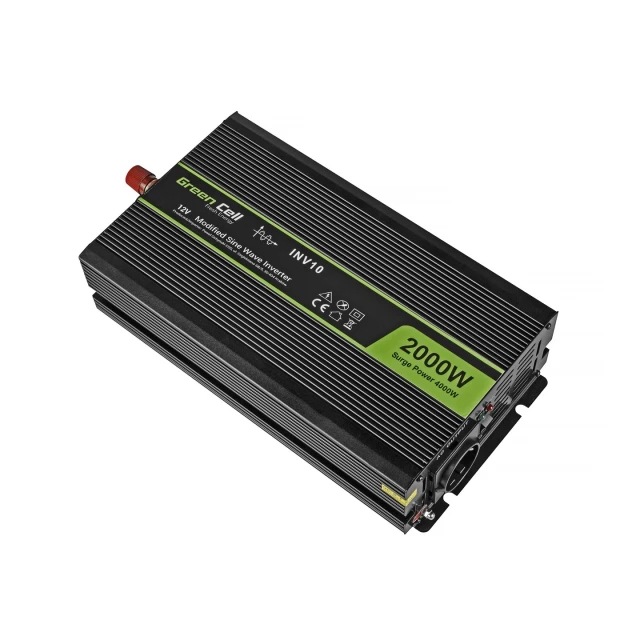 Інвертор Green Cell INV10 12V-230V 2000W/4000W модифікована синусоїда (5902719427893)