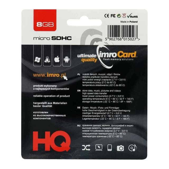 Карта пам'яті microSD Imro 8GB (5902768015027)