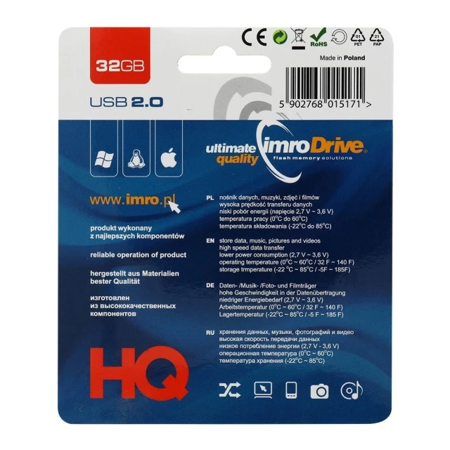 USB Flash Drive Imro 32GB USB2.0 Black (5902768015171)