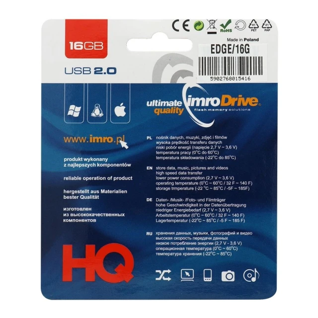 USB-флешка Imro EDGE 16GB USB 2.0 (5902768015416)