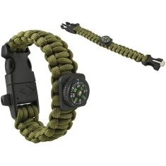 Браслет виживання Trizand 5-в-1 з вогнивом компасом свистком Green (5902802907424)