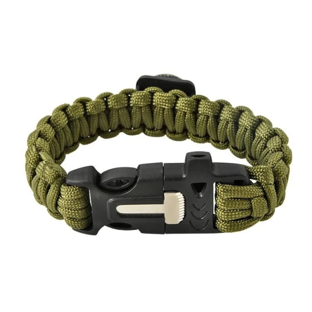 Браслет виживання Trizand 5-в-1 з вогнивом компасом свистком Green (5902802907424)