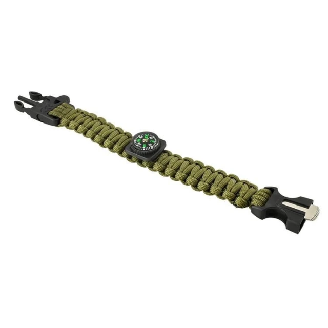 Браслет виживання Trizand 5-в-1 з вогнивом компасом свистком Green (5902802907424)