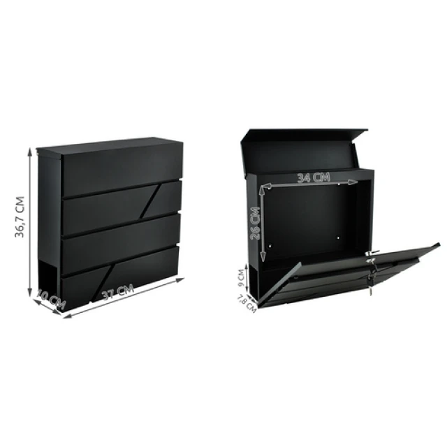 Поштова скринька Malatec S6238 формат A4 Black (5902802907813)
