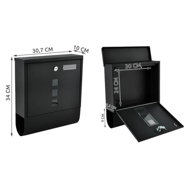 Почтовый ящик формат Malatec A4 Black (5902802907820)