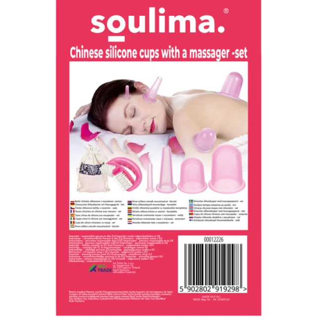Набір китайських банок силіконові Soulima 4 шт з масажером (5902802919298)