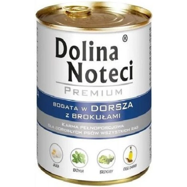 Вологий корм для собак DOLINA NOTECI Premium з тріскою та броколі 800 г (5902921300250)