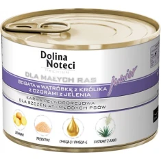 Влажный корм для щенков DOLINA NOTECI малых пород Premium Junior с печенью кролика и языками оленя 185 г (5902921300441)