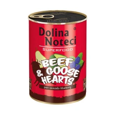 Вологий корм для собак DOLINA NOTECI Superfood з яловичиною і серцями гуски 400 г (5902921303640)