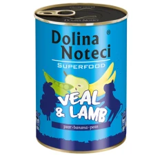 Вологий корм для собак DOLINA NOTECI Superfood з телятиною і ягням 400 г (5902921303664)