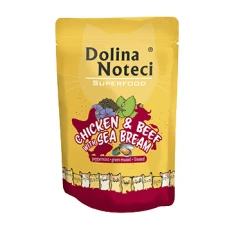 Вологий корм для котів DOLINA NOTECI Superfood з куркою, яловичиною та дорадою 85 г (5902921304746)