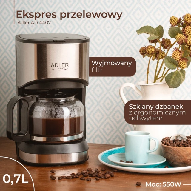 Кавоварка крапельна Adler AD 4407 550 Вт Black (5902934830454)