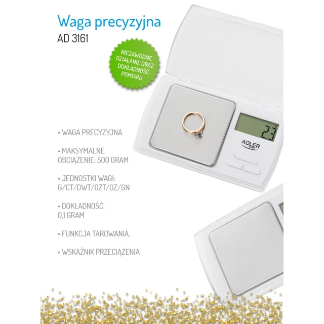 Ваги прецизійні Adler AD 3161 500 г White (5902934830874)