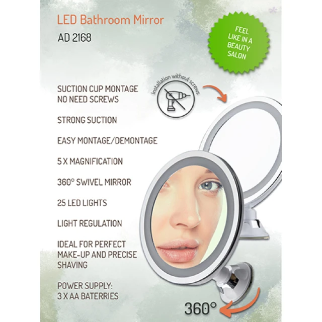 Дзеркало для ванної кімнати Adler AD 2168 з LED-підсвічуванням White (5902934832182)