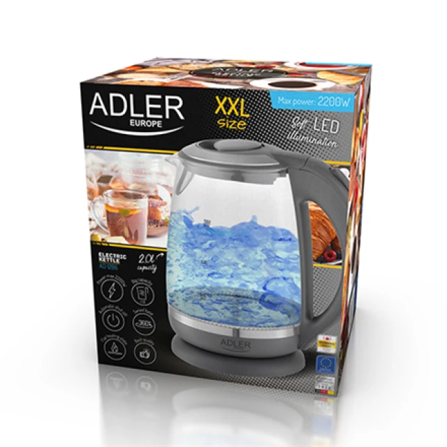 Електрочайник Adler AD 1286 2200 Вт 2 л Grey (5902934834230)