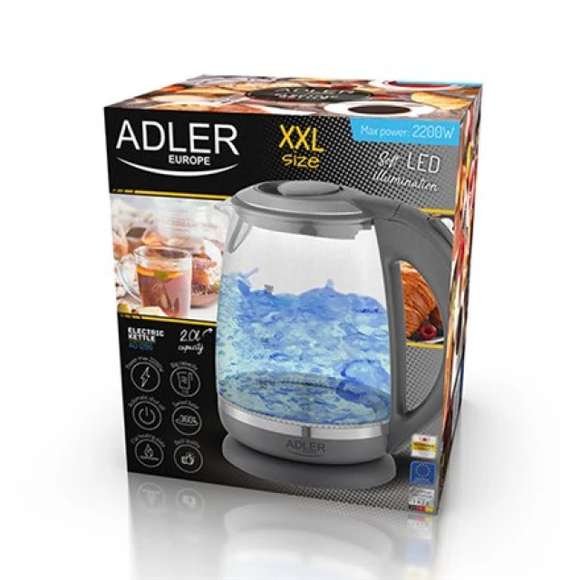 Електрочайник Adler AD 1286 2200 Вт 2 л Grey (5902934834230)