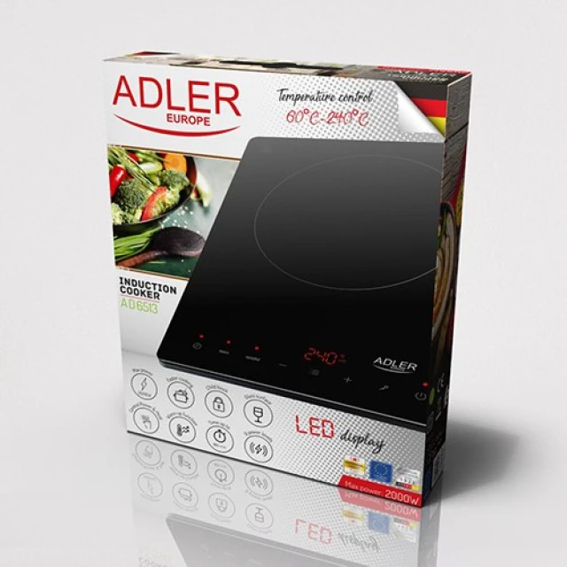 Индукционная варочная поверхность Adler AD 6513 1 конфорка Black (5902934838856)