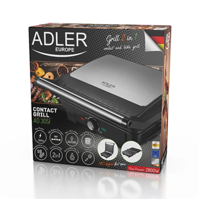 Електрогриль Adler AD3051 2800 Вт Black (5902934839310)