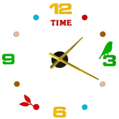 Годинник настінний наклейний DIY регульований 80-90 см Gold Colorful 4 цифри (5903039753884)