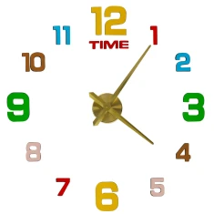 Годинник настінний наклейний DIY регульований 80-90 см Gold Colorful 12 цифр (5903039753891)