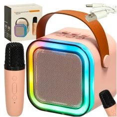 Караоке-система з мікрофоном IKONKA Bluetooth RGB Pink (5903039757158)
