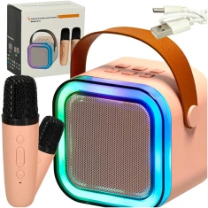 Караоке-система IKONKA з 2 мікрофонами Bluetooth RGB 6 Вт Pink (5903039757240)