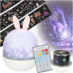 Нічник-проєктор зірок LED USB обертовий 6 мотивів з пультом Кролик (5903039768703)