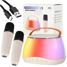 Набір для караоке Bluetooth-колонка з підсвічуванням RGB LED 2 мікрофони USB (5903039770218)
