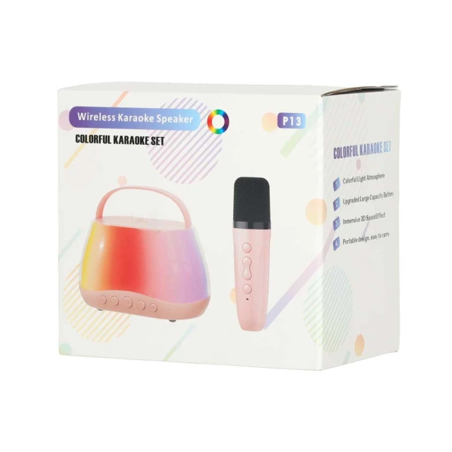 Набір для караоке Bluetooth-колонка з підсвічуванням RGB LED 2 мікрофони USB (5903039770218)