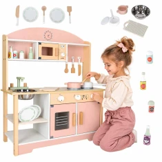 Дитяча дерев'яна кухня MDF Modern Classic з аксесуарами 81 см Pink (5903039774865)