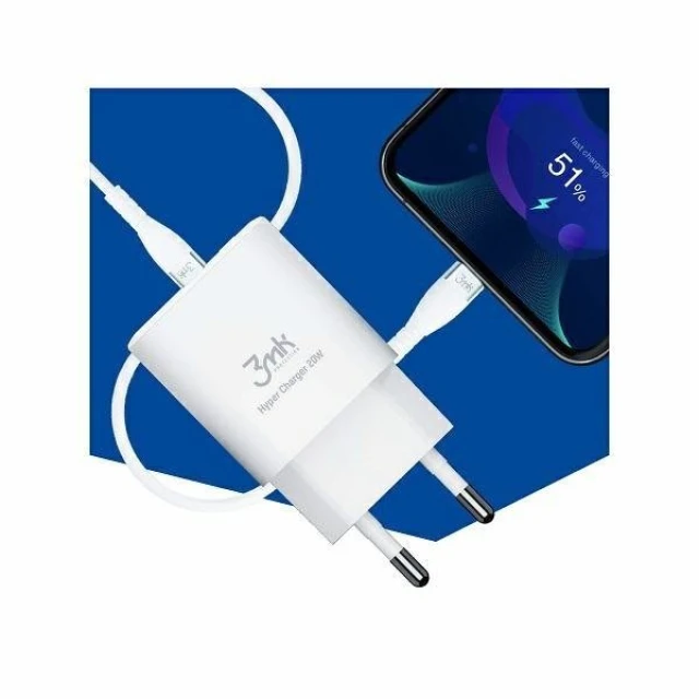 Мережевий зарядний пристрій 3mk Hyper Charger 20W USB-C | USB-A White (3M003276-0)