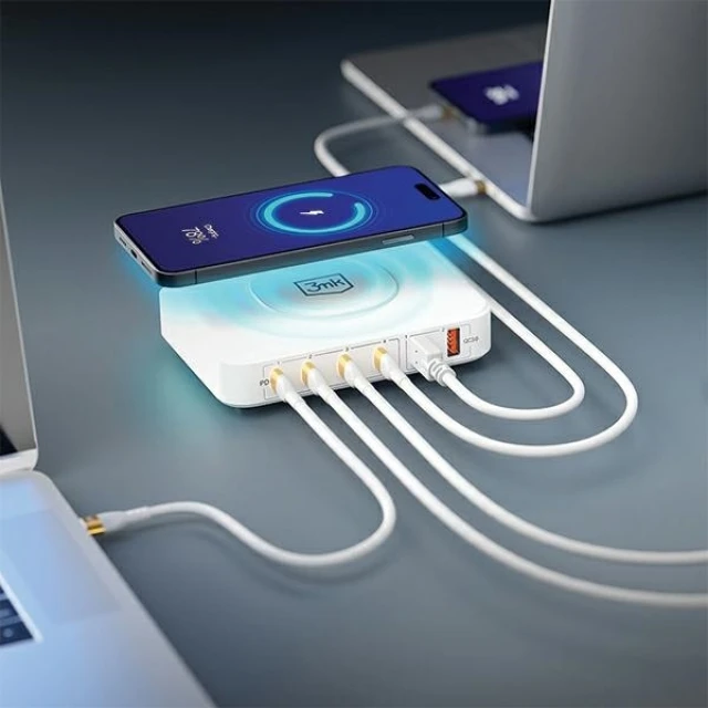 Мережевий зарядний пристрій 3mk Hyper Charger PowerMax QC/PD 100W 4xUSB-C | 2x USB-A White