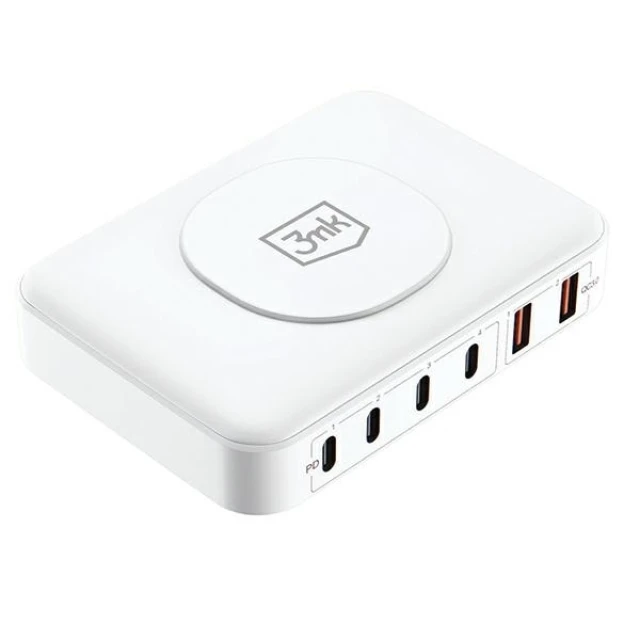 Мережевий зарядний пристрій 3mk Hyper Charger PowerMax QC/PD 100W 4xUSB-C | 2x USB-A White