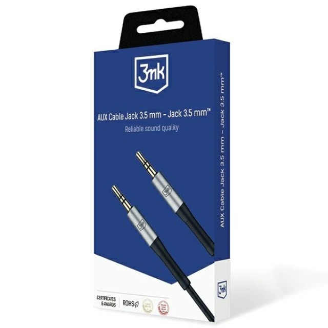 Кабель 3mk AUX Jack 3.5 mm 1m Black (5903108528771)