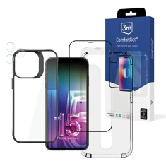 Чехол и защитное стекло 3mk Comfort Set 4in1 для iPhone 15 Pro Max Clear Black (5903108536622)