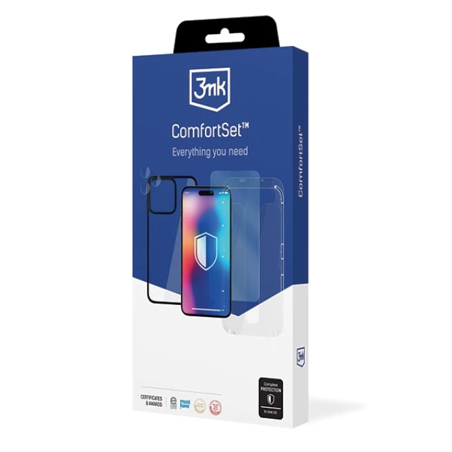 Чохол та захисне скло 3mk Comfort Set 4in1 для iPhone 15 Pro Clear Black (5903108536646)