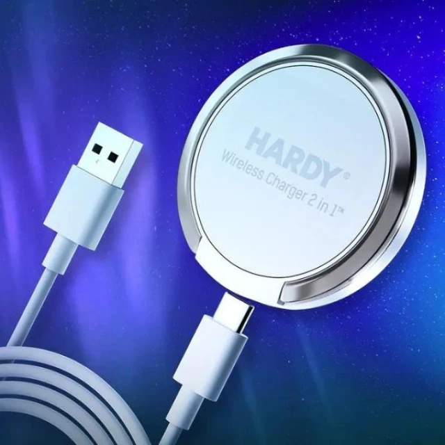 Бездротова зарядка 3mk Hardy 2in1 15W White (5903108541152)