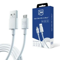 Кабель 3mk Hyper Cable USB-A - Micro USB 1.2m 5V 2.4A White (5903108541176)