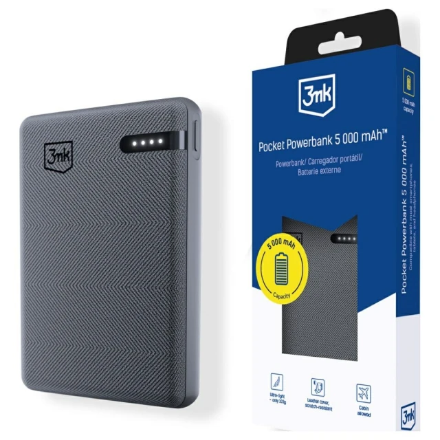 Портативний зарядний пристрій 3mk Pocket 5000mAh 12W USB-C Gray (5903108605410)