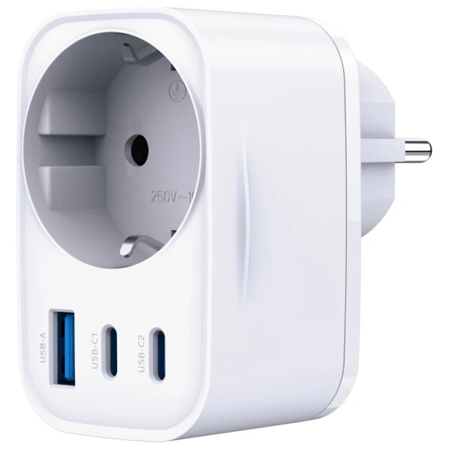 Сетевое зарядное устройство 3mk Hyper Comfort QC/PD 30W 2xUSB-C | USB-A | AC White (5903108636254)
