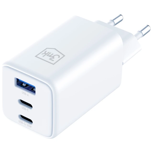 Мережевий зарядний пристрій 3mk Hyper QC/PD 65W 2xUSB-C | USB-A White (5903108640107)
