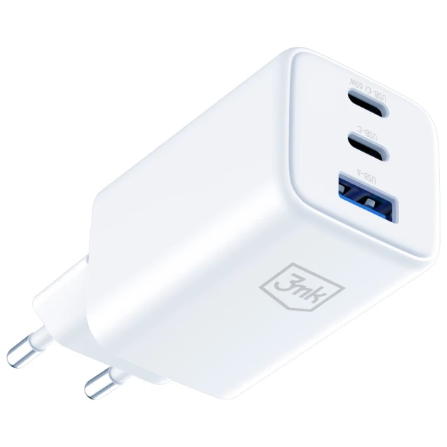 Мережевий зарядний пристрій 3mk Hyper QC/PD 65W 2xUSB-C | USB-A White (5903108640107)