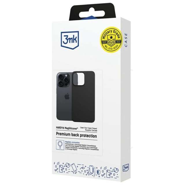 Чохол 3mk Hardy MagSilicone для iPhone 16 Pro Max Graphite with MagSafe (5903108661478)