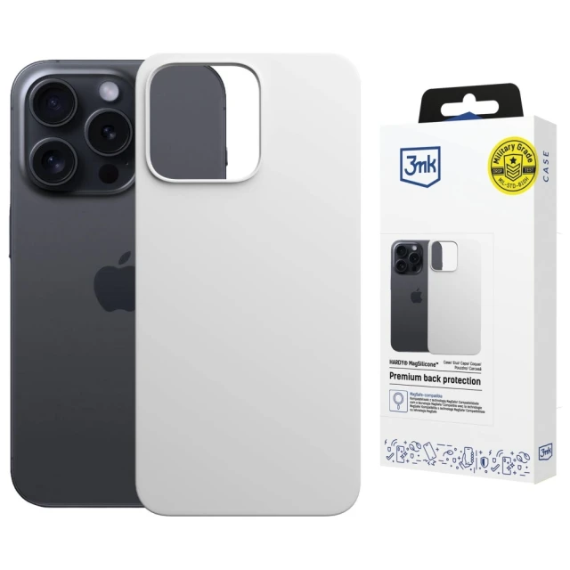 Чохол 3mk Hardy MagSilicone для iPhone 15 Pro Silver White with MagSafe (5903108661638)