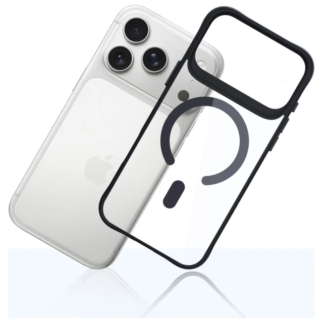 Чехол 3mk Protection Satin Armor MagCase для iPhone 17 Pro Transparent Black with MagSafe (5903108664998)