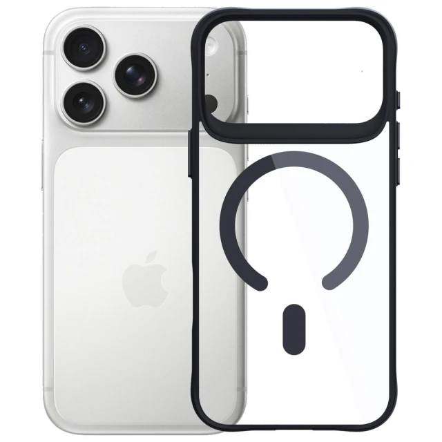 Чехол 3mk Protection Satin Armor MagCase для iPhone 17 Pro Transparent Black with MagSafe (5903108664998)