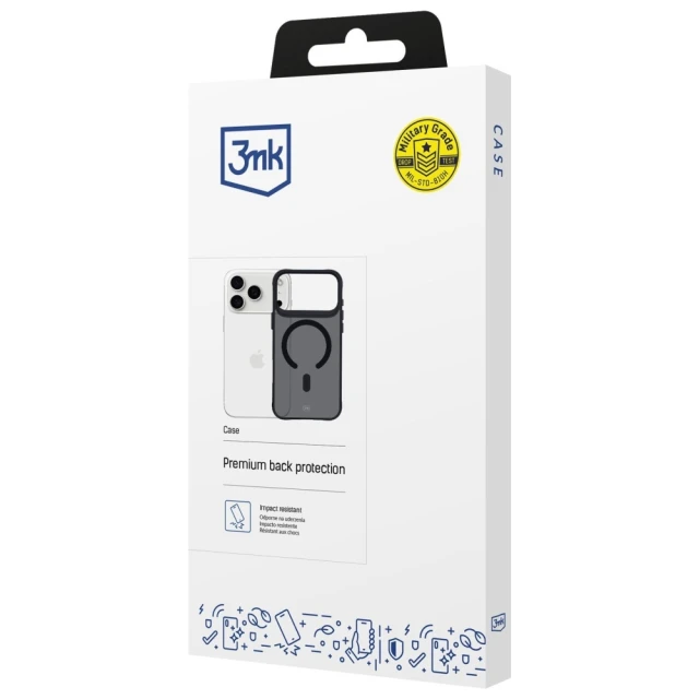 Чехол 3mk Protection Smoke MagCase для iPhone 17 Pro Max Черный полупрозрачный with MagSafe (5903108665209)