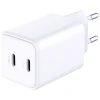 Мережевий зарядний пристрій 3mk Hyper Charger QC/PD 45W 2xUSB-C White (5903108666633)