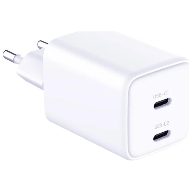 Мережевий зарядний пристрій 3mk Hyper Charger QC/PD 45W 2xUSB-C White (5903108666633)